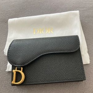 Authentic new Christian Dior small flip card holder saddle wallet.